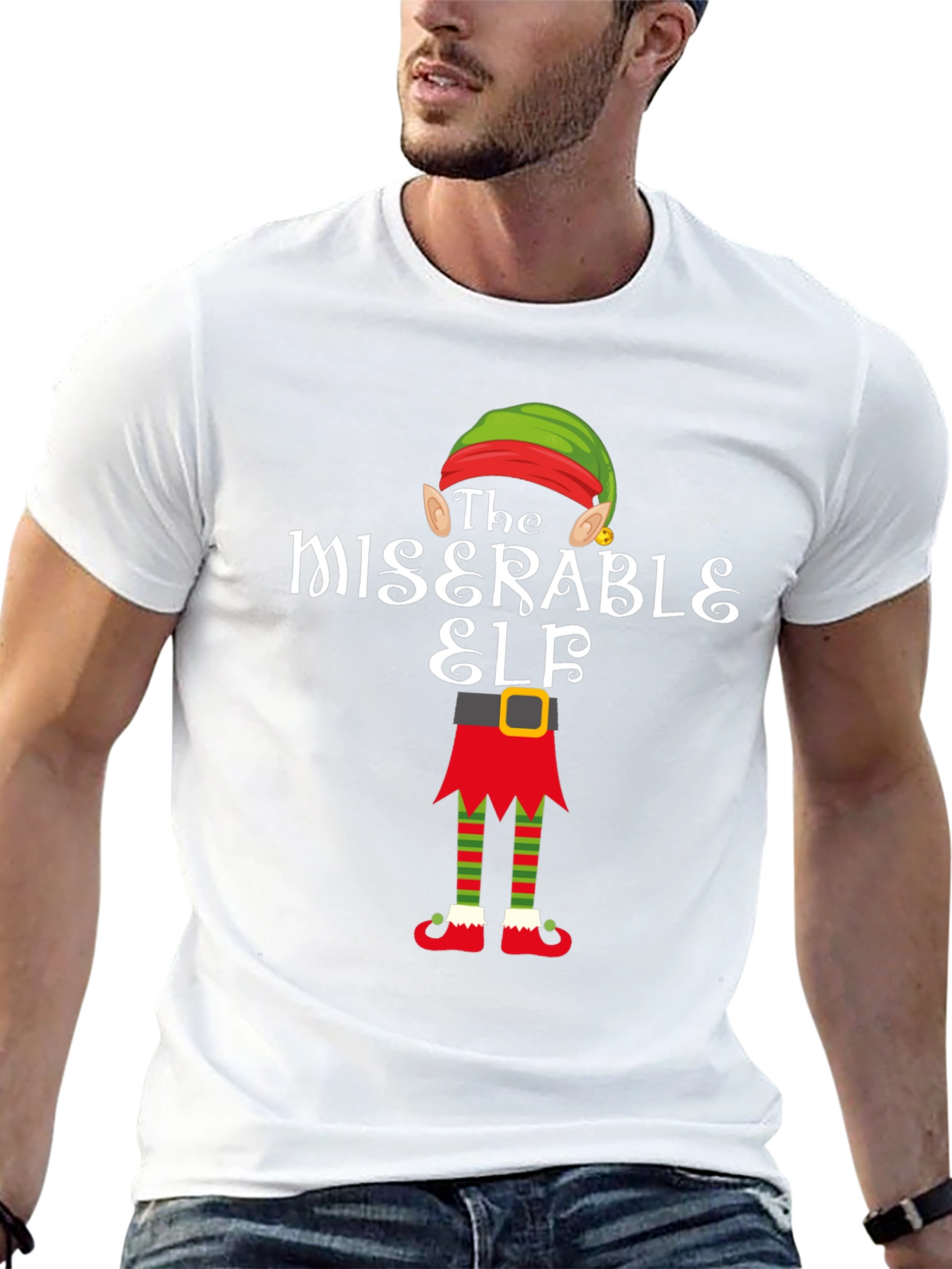 Miserable Elf Graphic Tee - Christmas Holiday T-Shirt