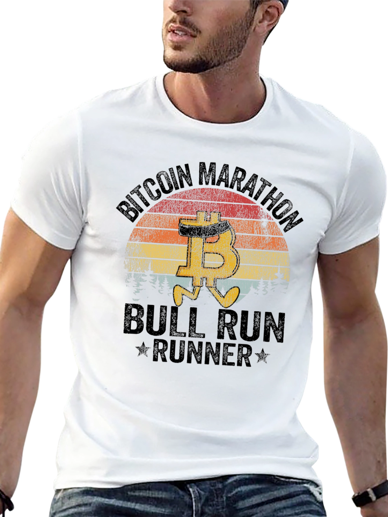 Bitcoin Marathon Bull Run Runner Black T-Shirt