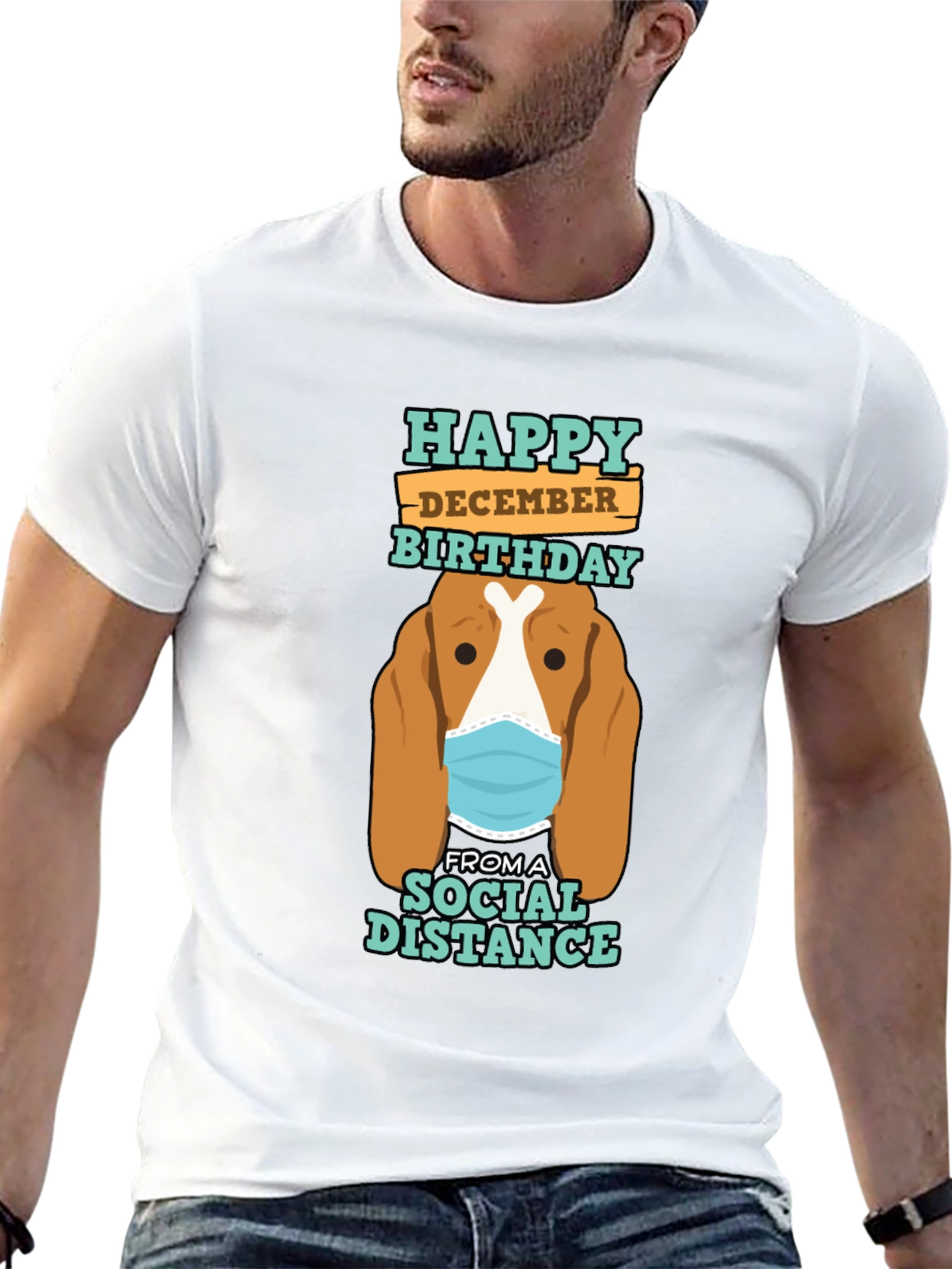 Funny Social Distance December Birthday Dog T-Shirt
