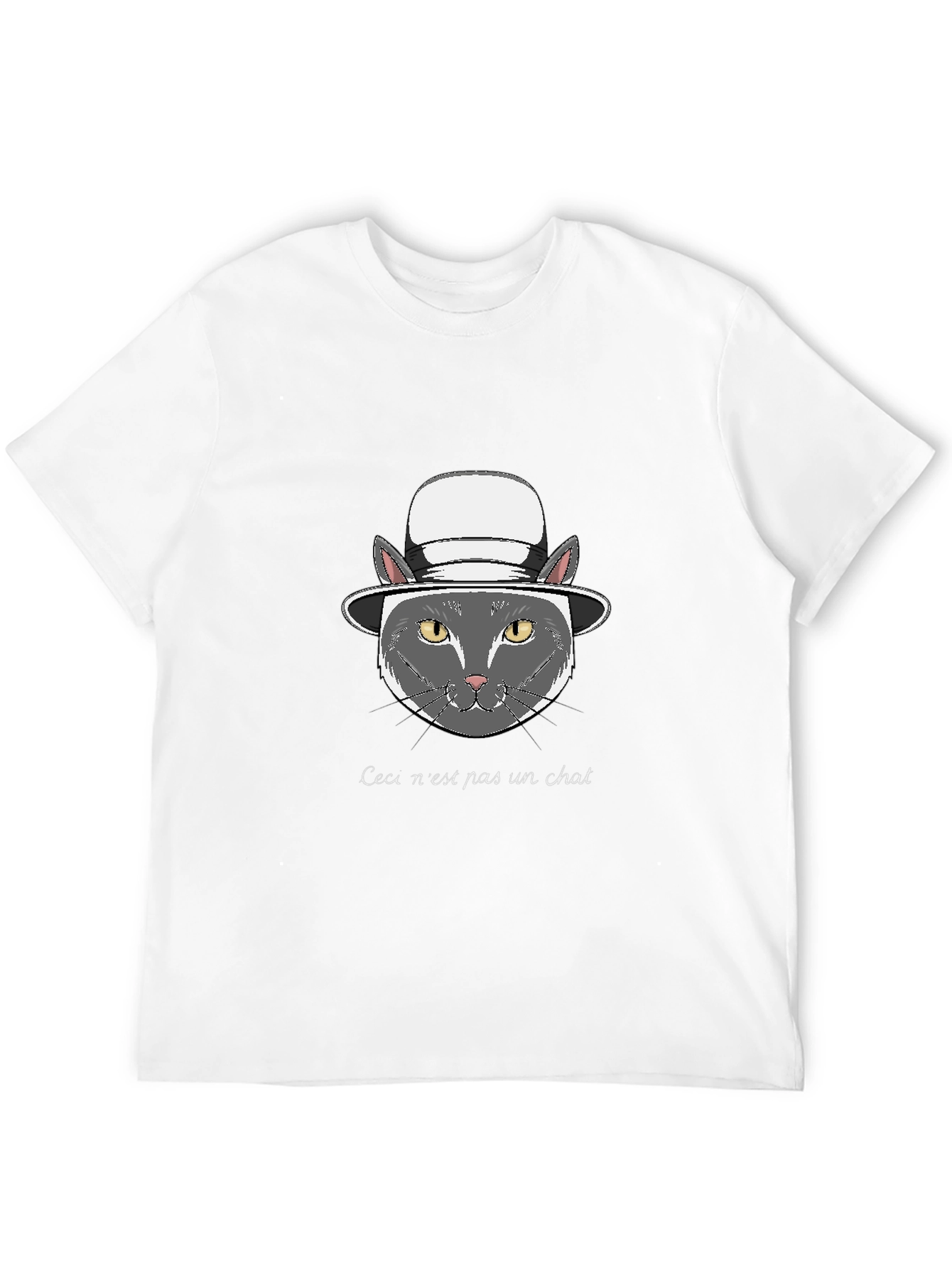 Black T-Shirt with Funny Cat Graphic