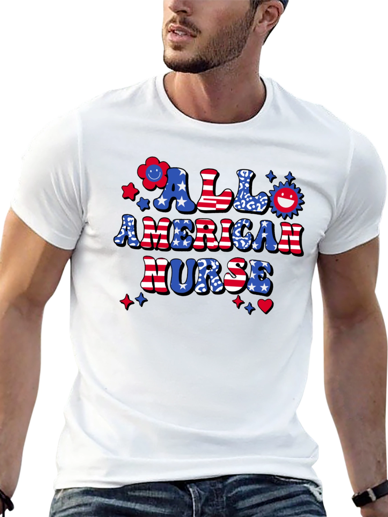 All American Nurse Patriotic Graphic Tee