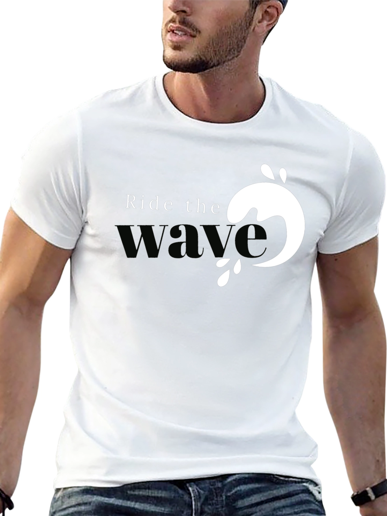 Ride the Wave Graphic Tee - Black Cotton T-Shirt