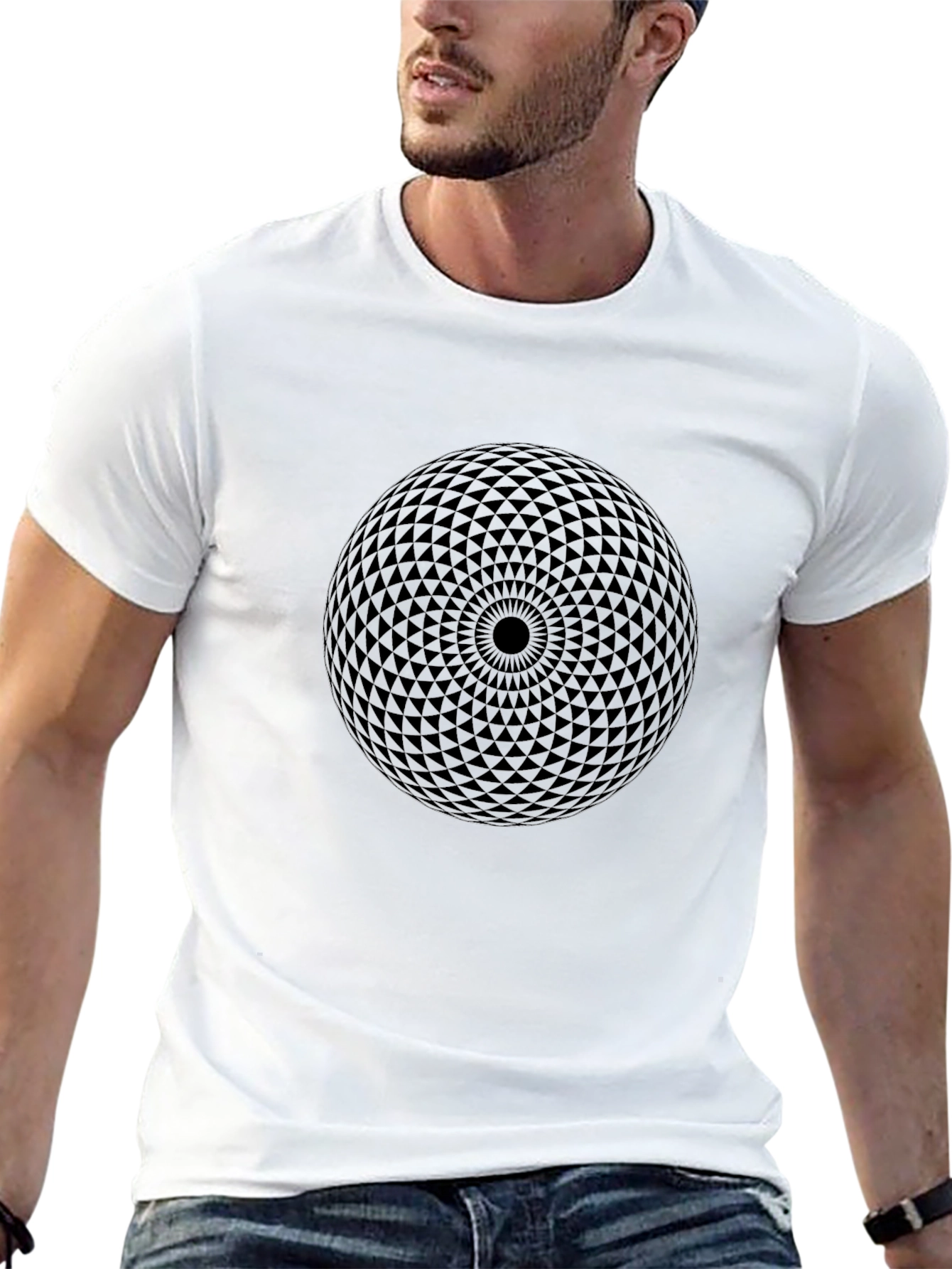 Geometric Sphere Graphic T-Shirt - Modern Black Tee