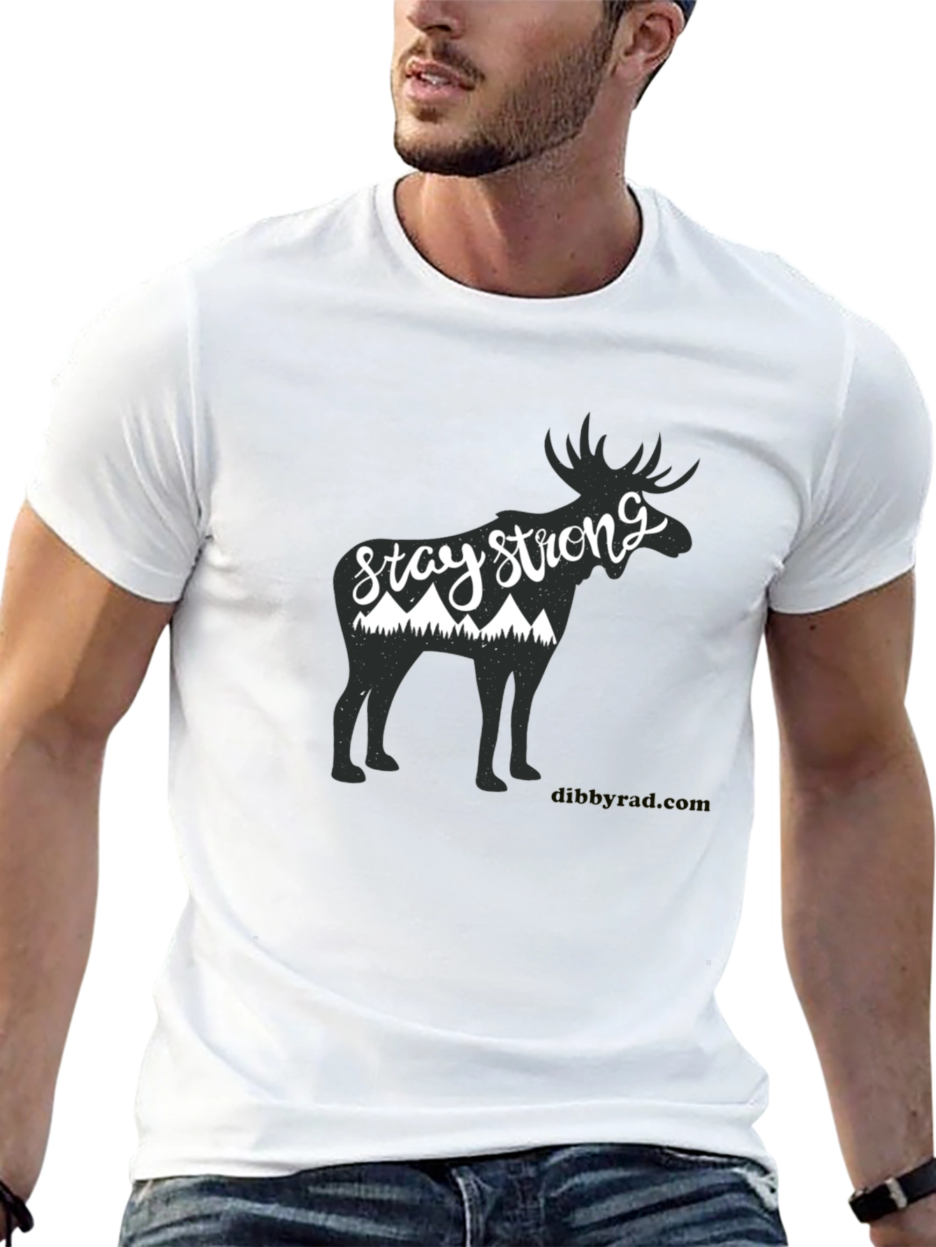 Stay Strong Moose Graphic Tee - Black
