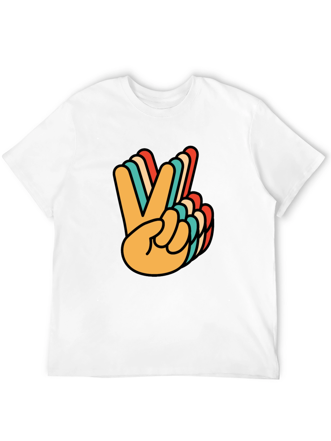 Retro Peace Sign Graphic Tee - Black Cotton T-Shirt
