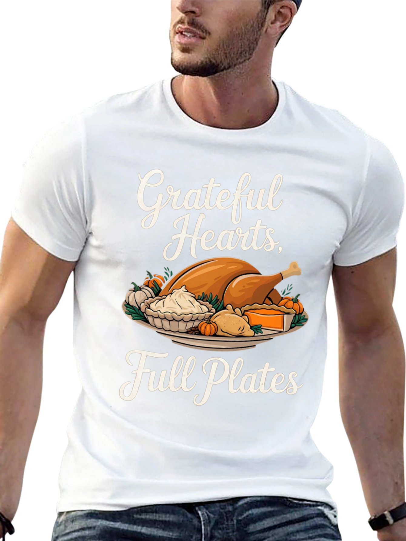 Grateful Hearts Full Plates Thanksgiving T-Shirt