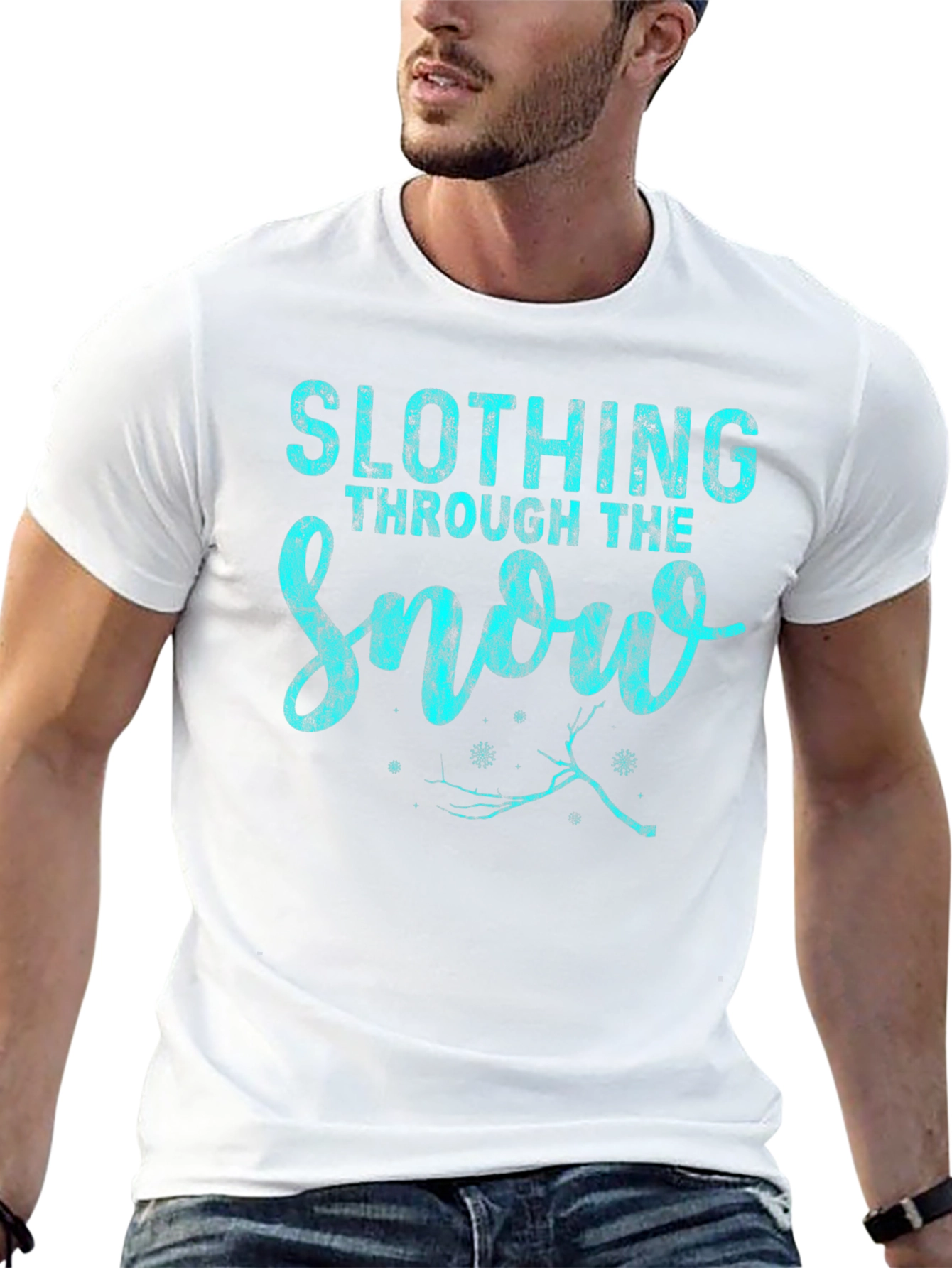 Slothing Through the Snow Mens Graphic T-Shirt