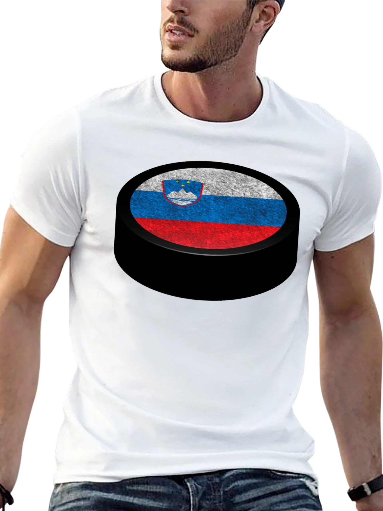 Slovenia Flag Hockey Puck Graphic T-Shirt