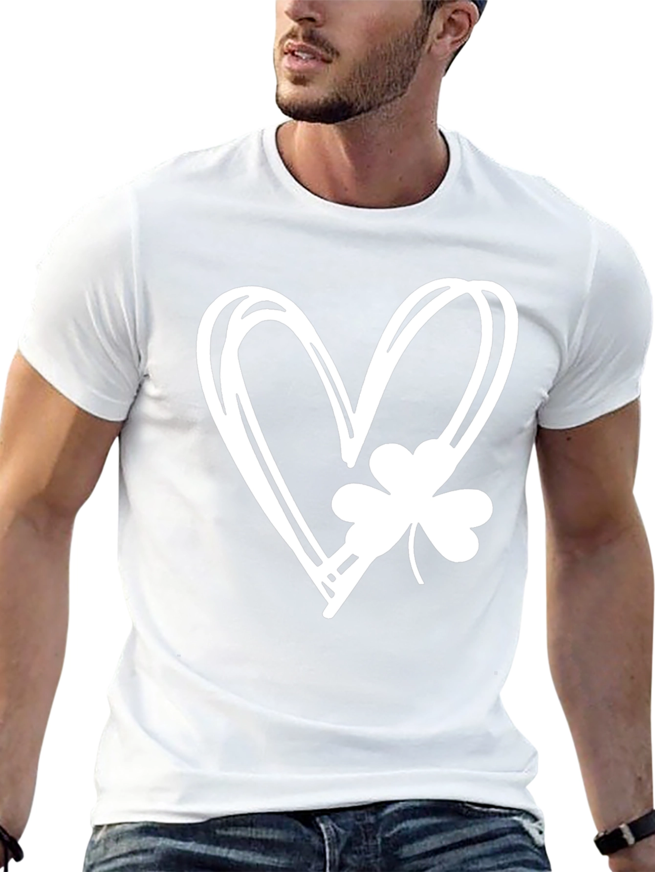Lucky Heart Shamrock Graphic Tee - Black Cotton T-Shirt