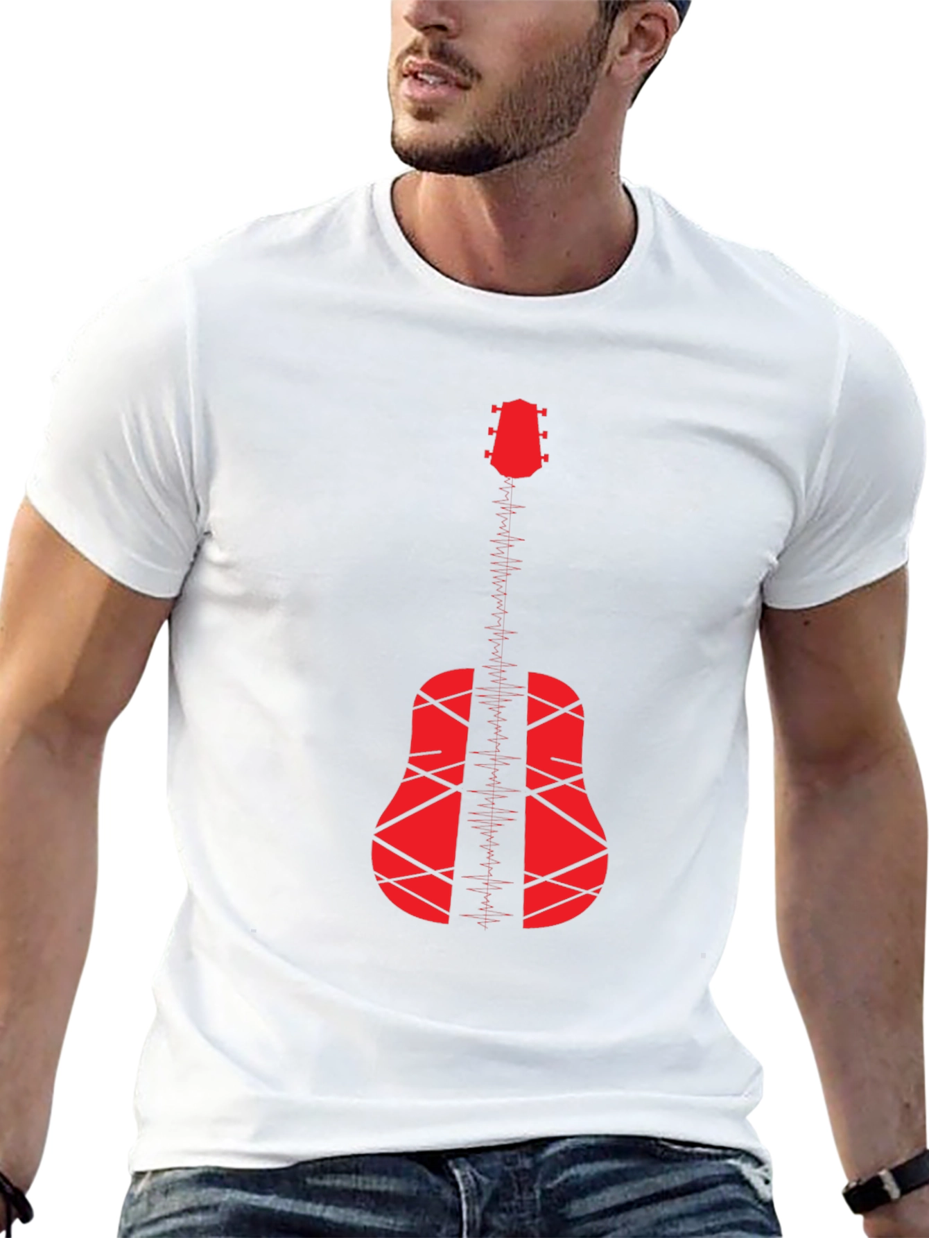 Acoustic Guitar Graphic T-Shirt - Black