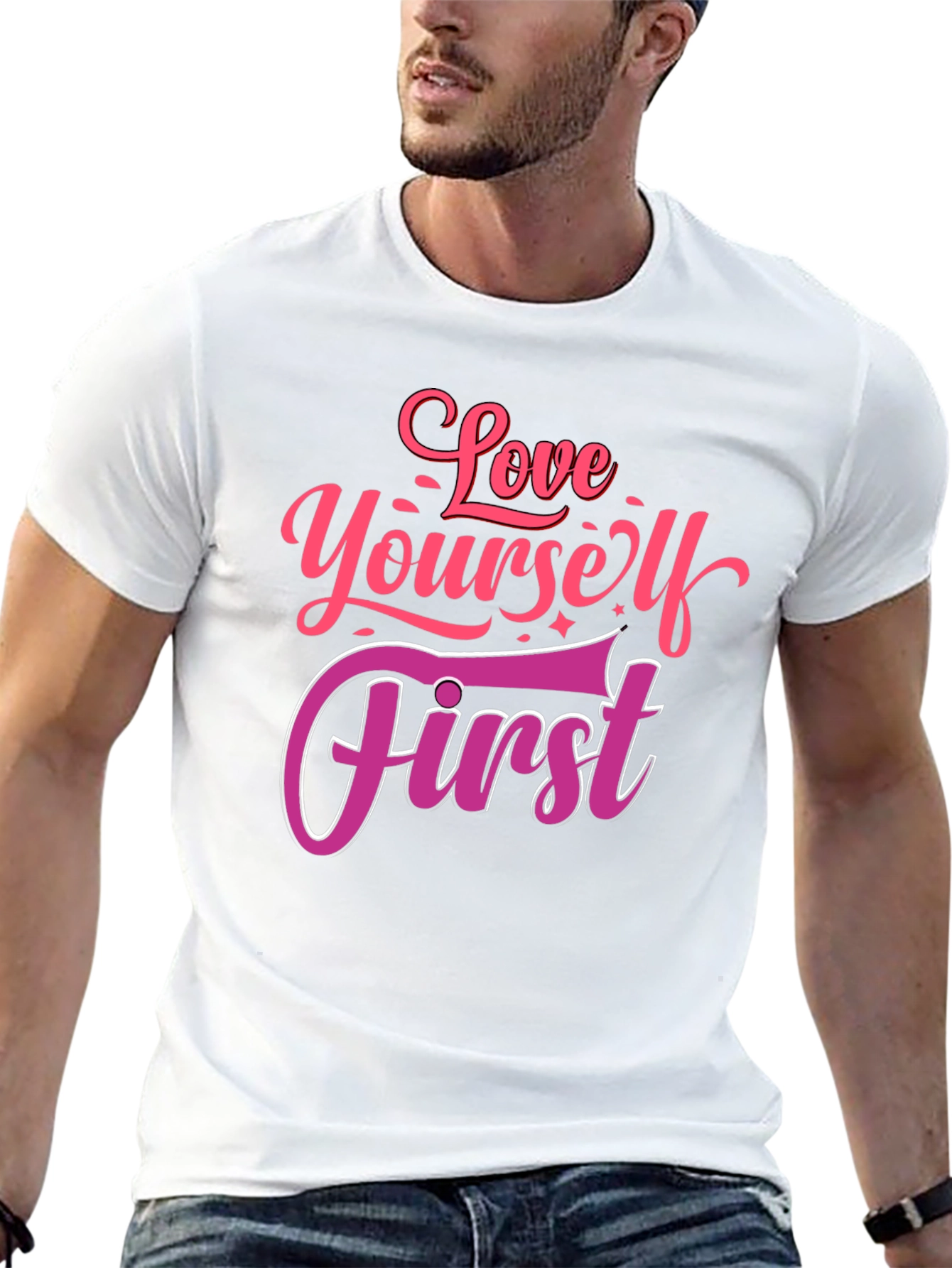 Love Yourself First Graphic Tee - Black Cotton Shirt