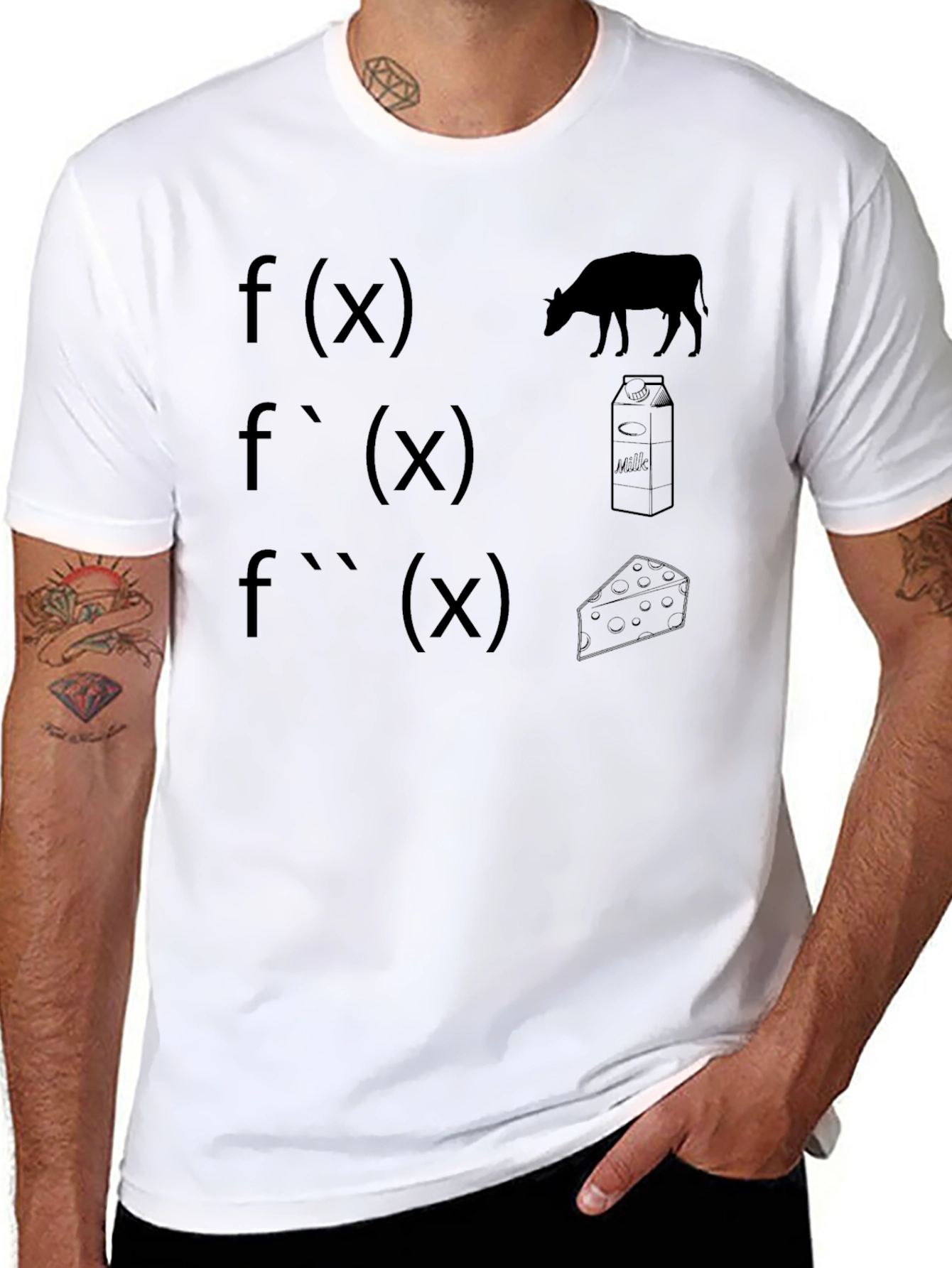 Math Derivatives Milk Cow Cheese Black T-Shirt