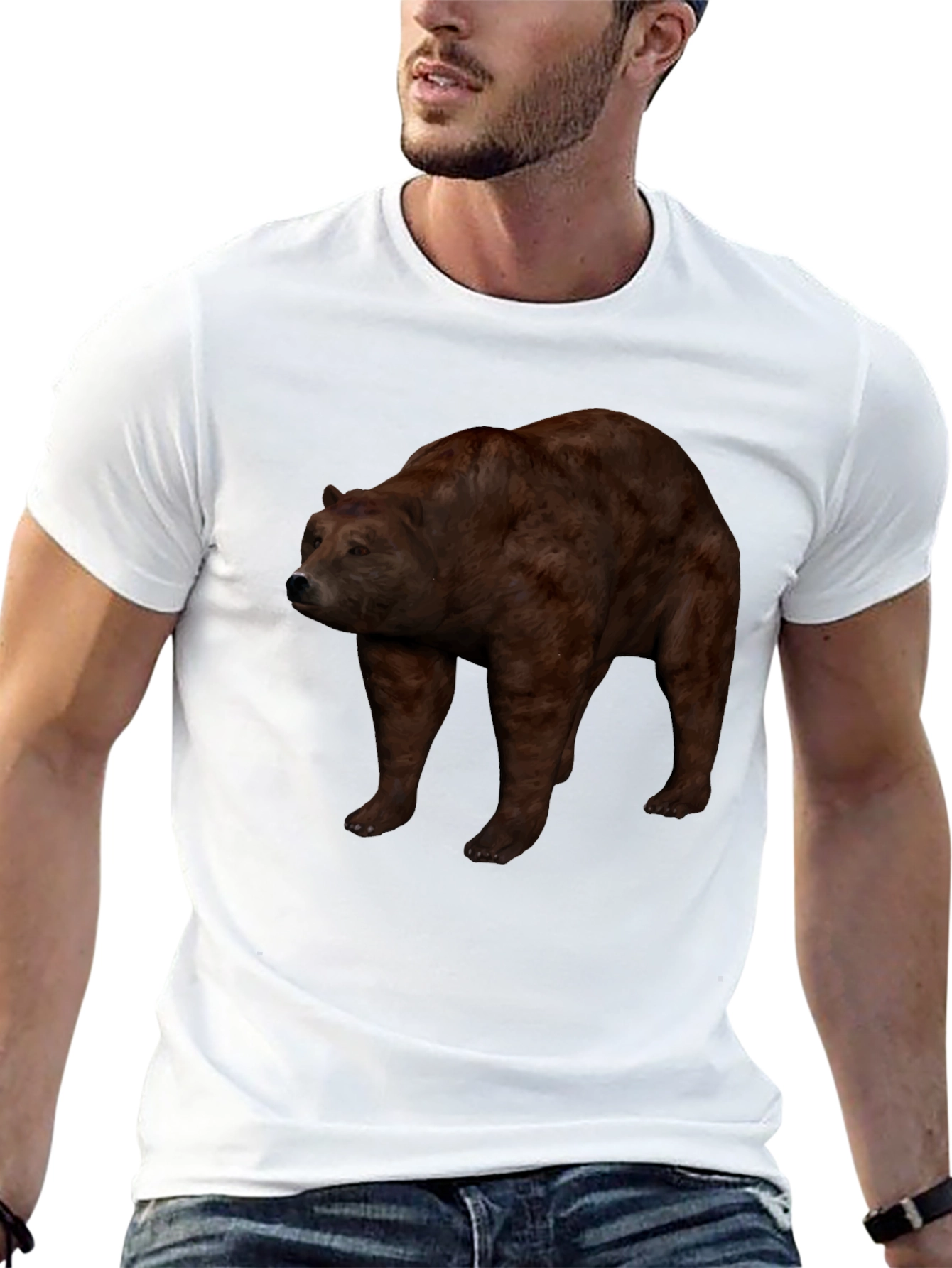 Brown Bear Graphic Black T-Shirt