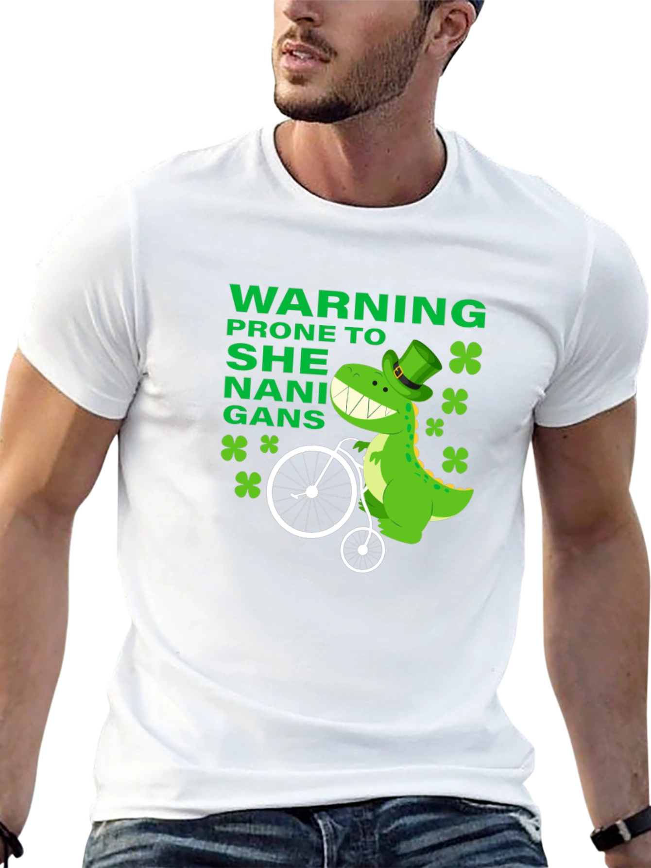 Funny St. Patricks Day Dinosaur Shenanigans T-Shirt