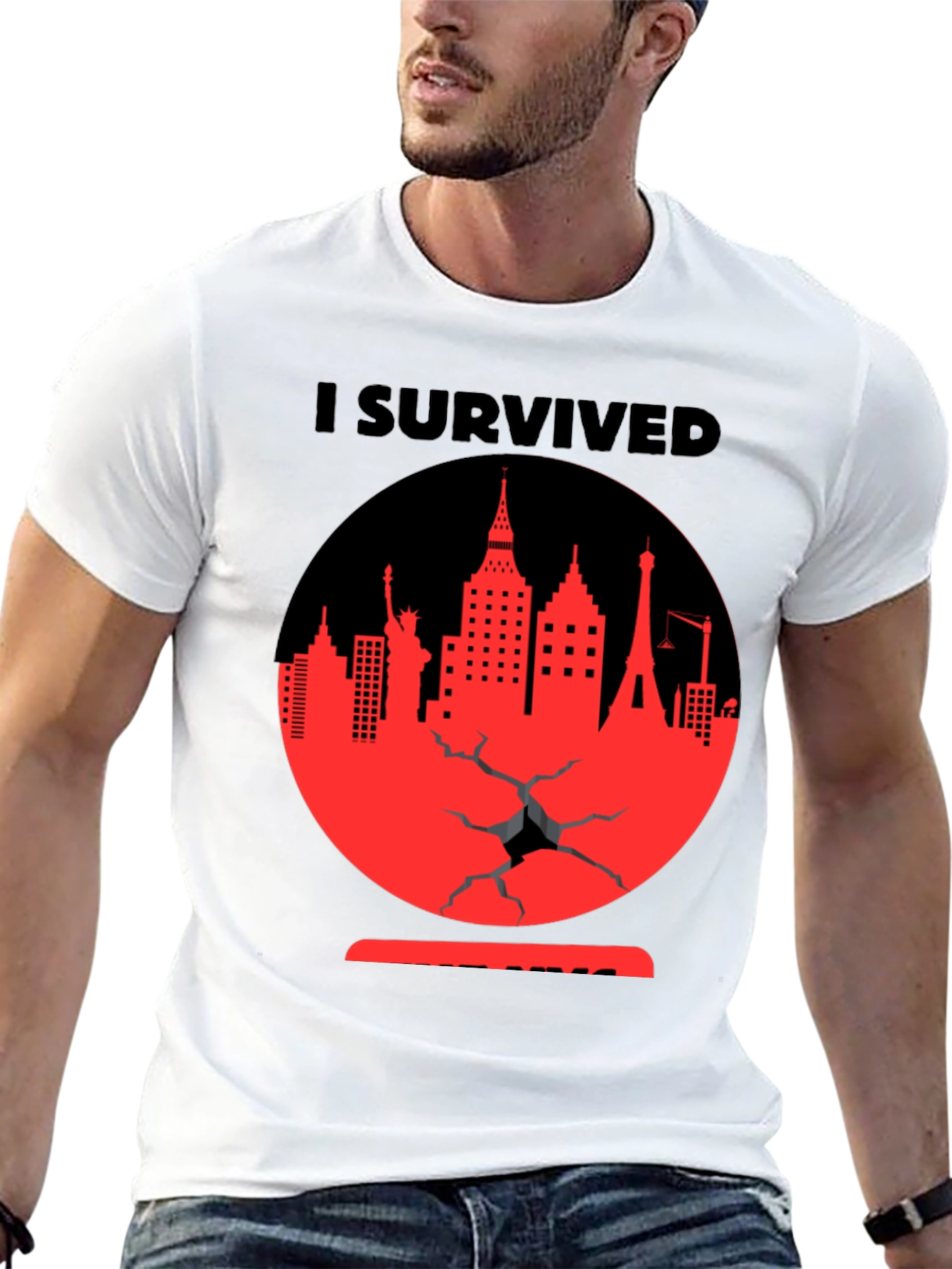 I Survived Cityscape Graphic Tee - Black
