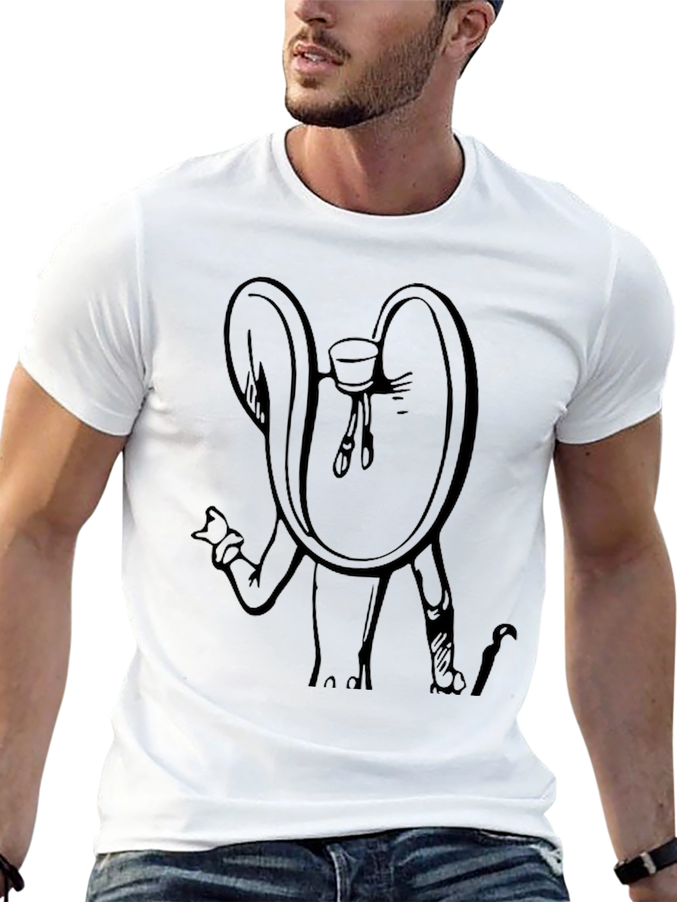Surreal Clock Graphic Tee - Unique Black T-Shirt