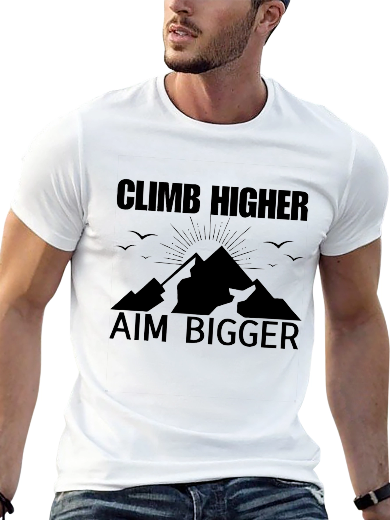 Climb Higher Aim Bigger Black T-Shirt