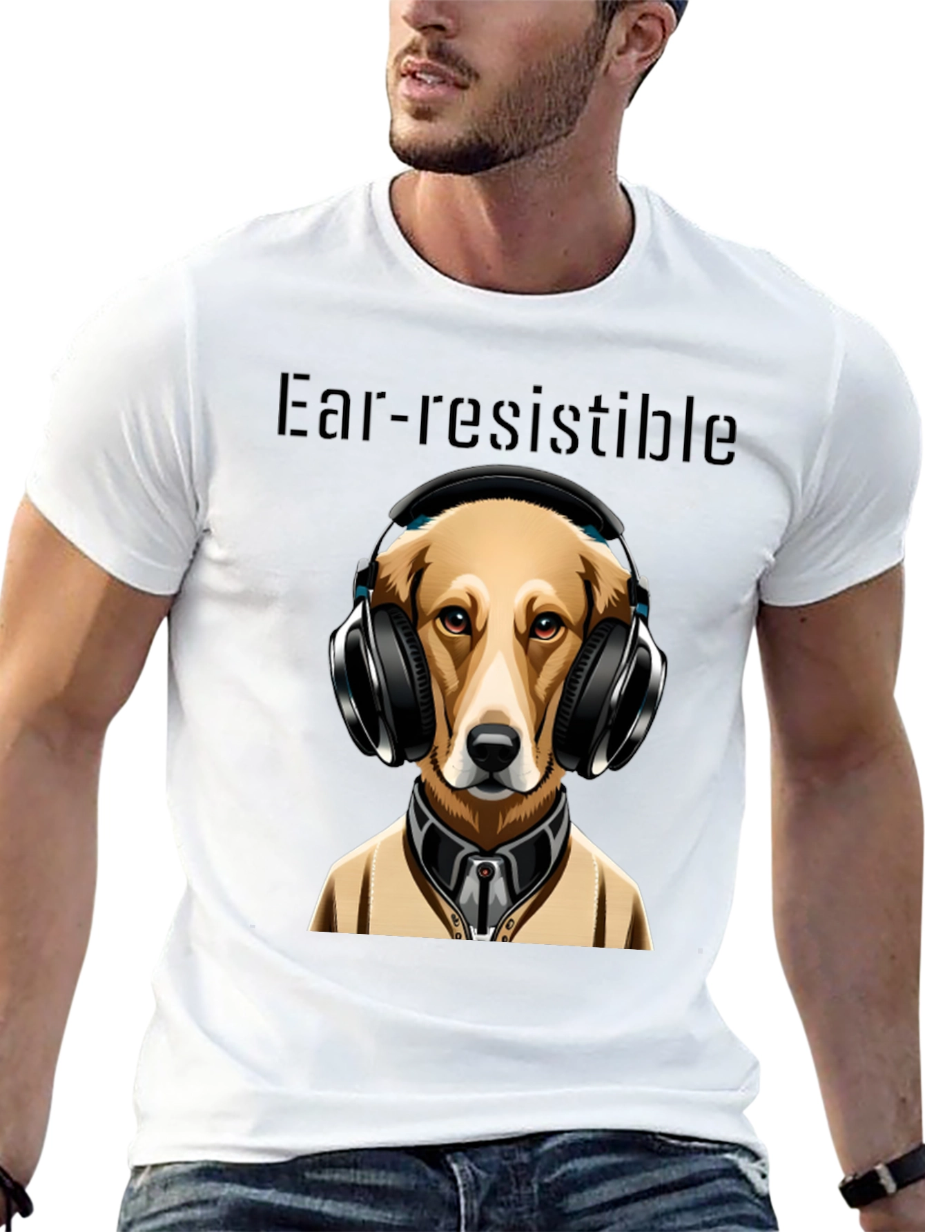 Ear-resistible Dog Headphones Graphic Tee