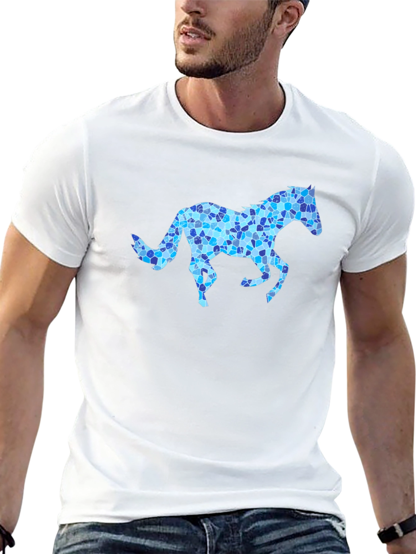 Horse Mosaic Graphic Black T-Shirt