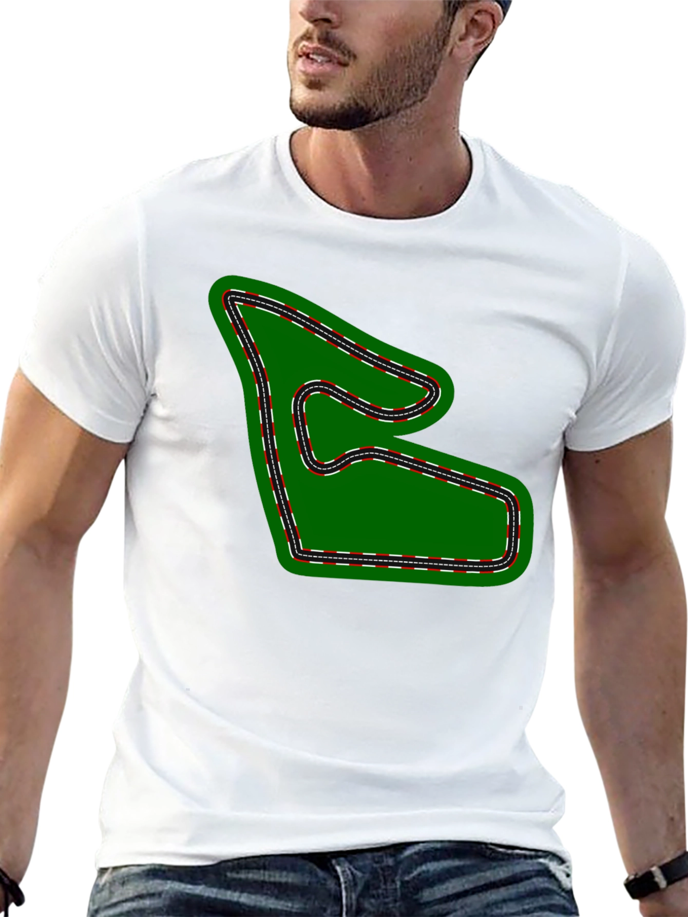 Race Track Graphic Tee - Black Cotton T-Shirt