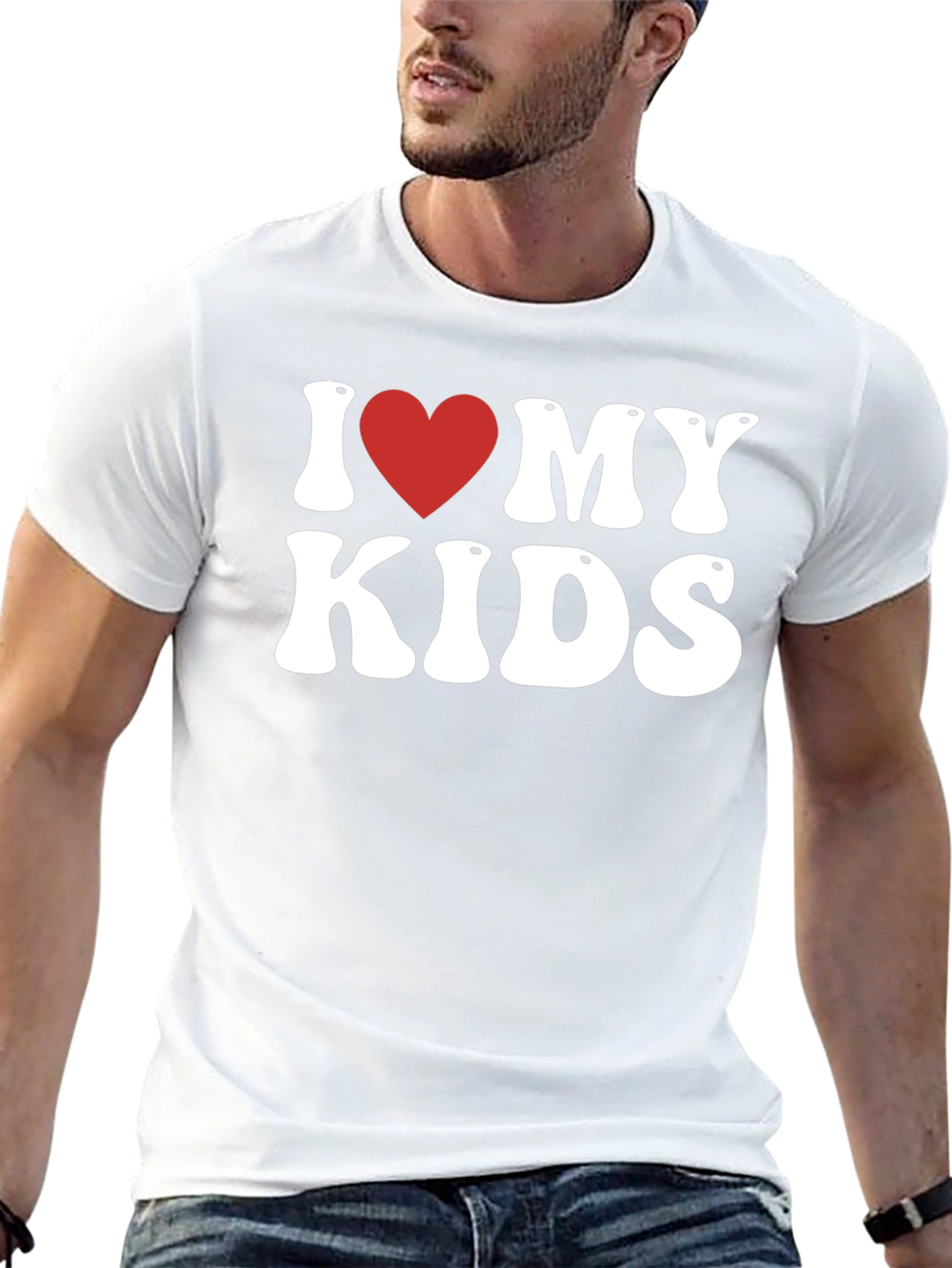 I Heart My Kids Black Tee - Dad Gift!