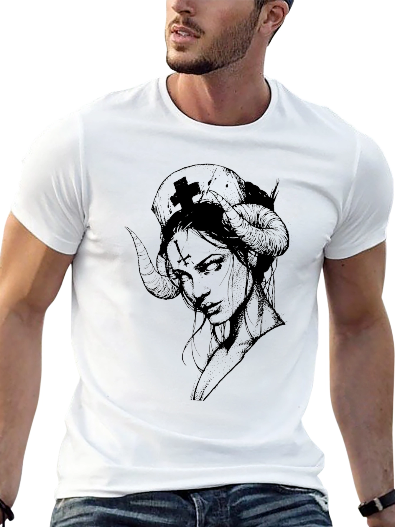 Dark Nurse Graphic Tee - Black Cotton T-Shirt