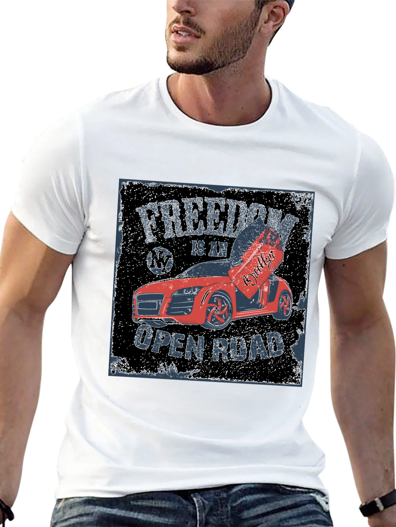 Freedom Open Road Car Graphic T-Shirt