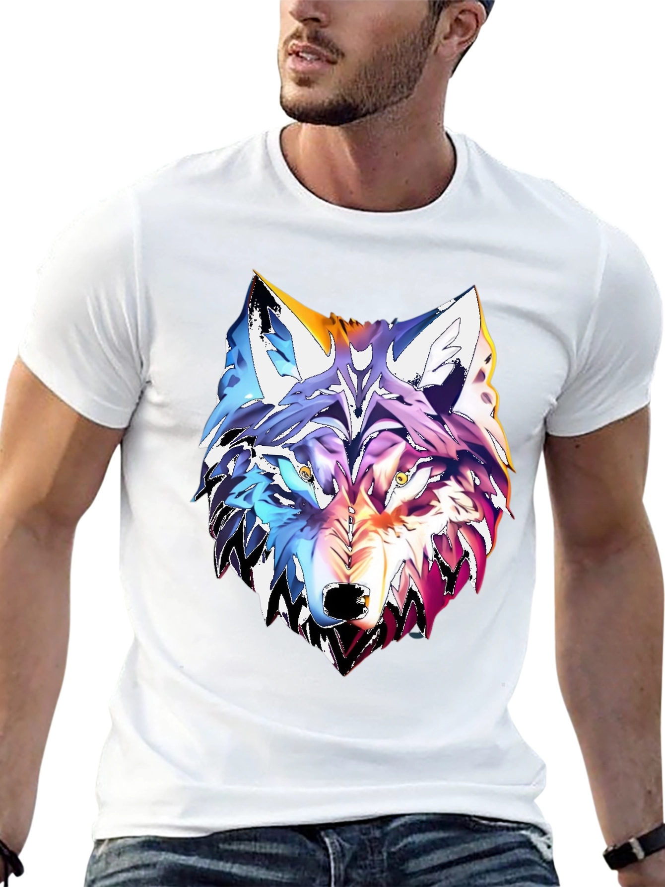 Vivid Wolf Graphic Tee - Cool Artistic Design