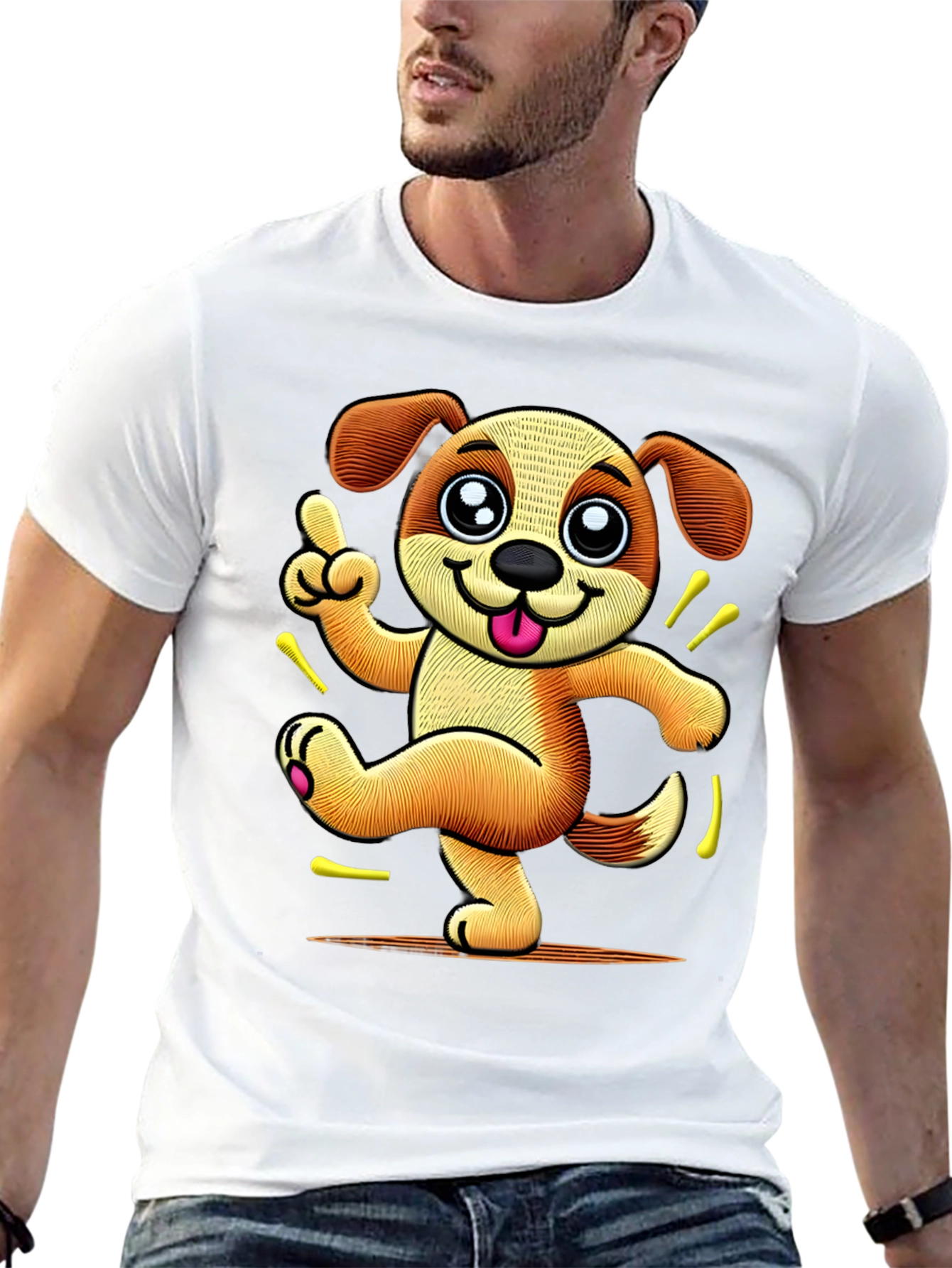 Dancing Dog Cartoon Graphic T-Shirt