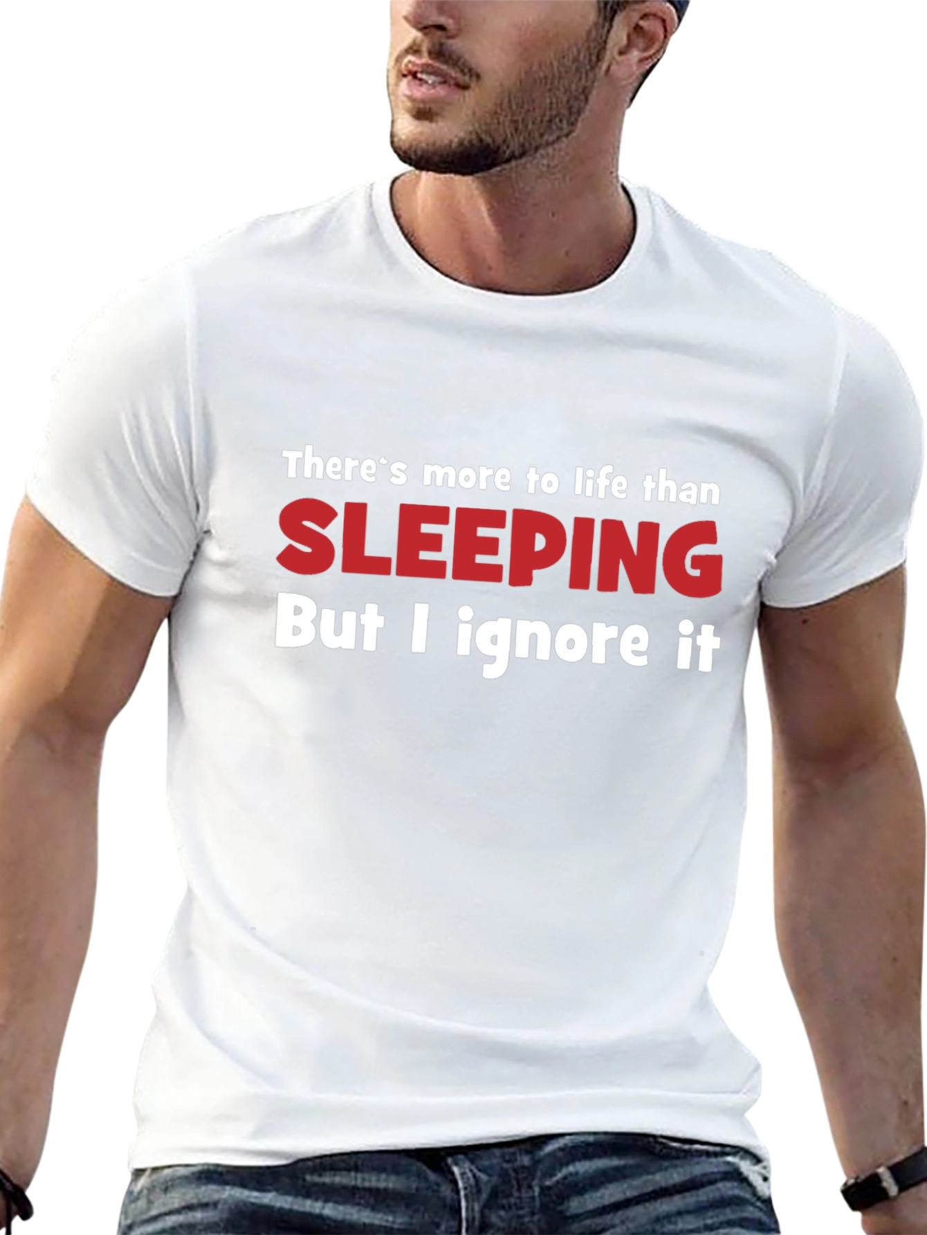 Funny Sleeping Humor Graphic Black T-Shirt