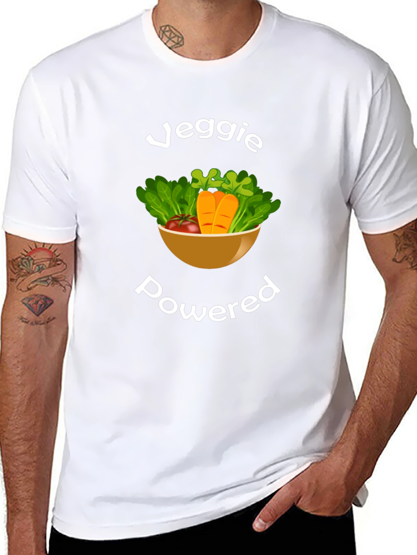 Veggie Powered Black T-Shirt - Vegan & Vegetarian