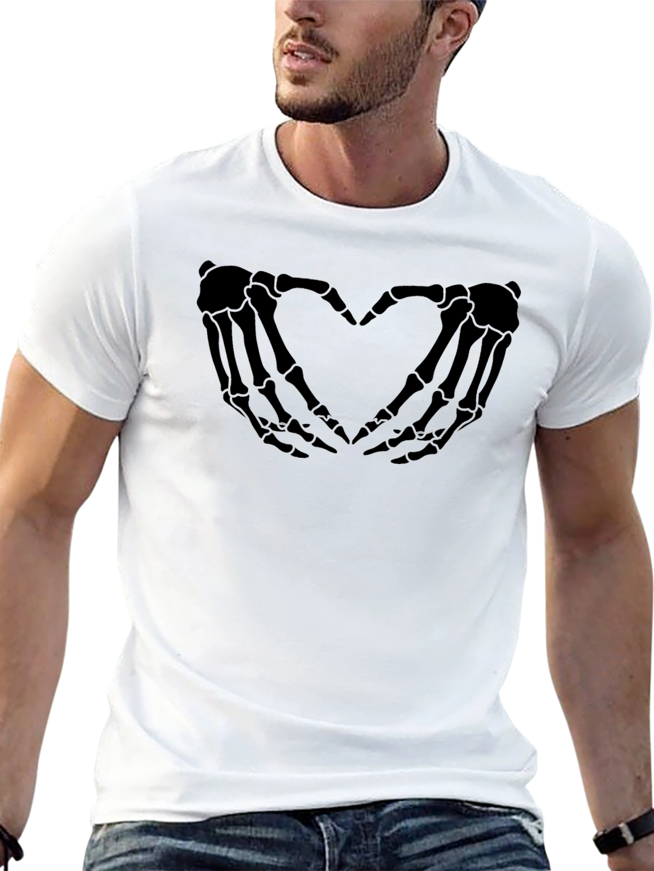 Skeleton Hands Heart Graphic T-Shirt