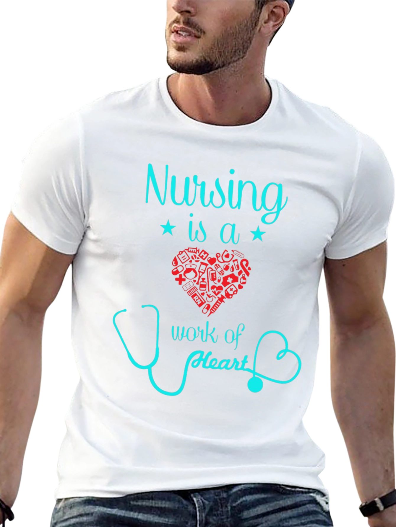 Nursing Is A Work Of Heart Graphic T-Shirt