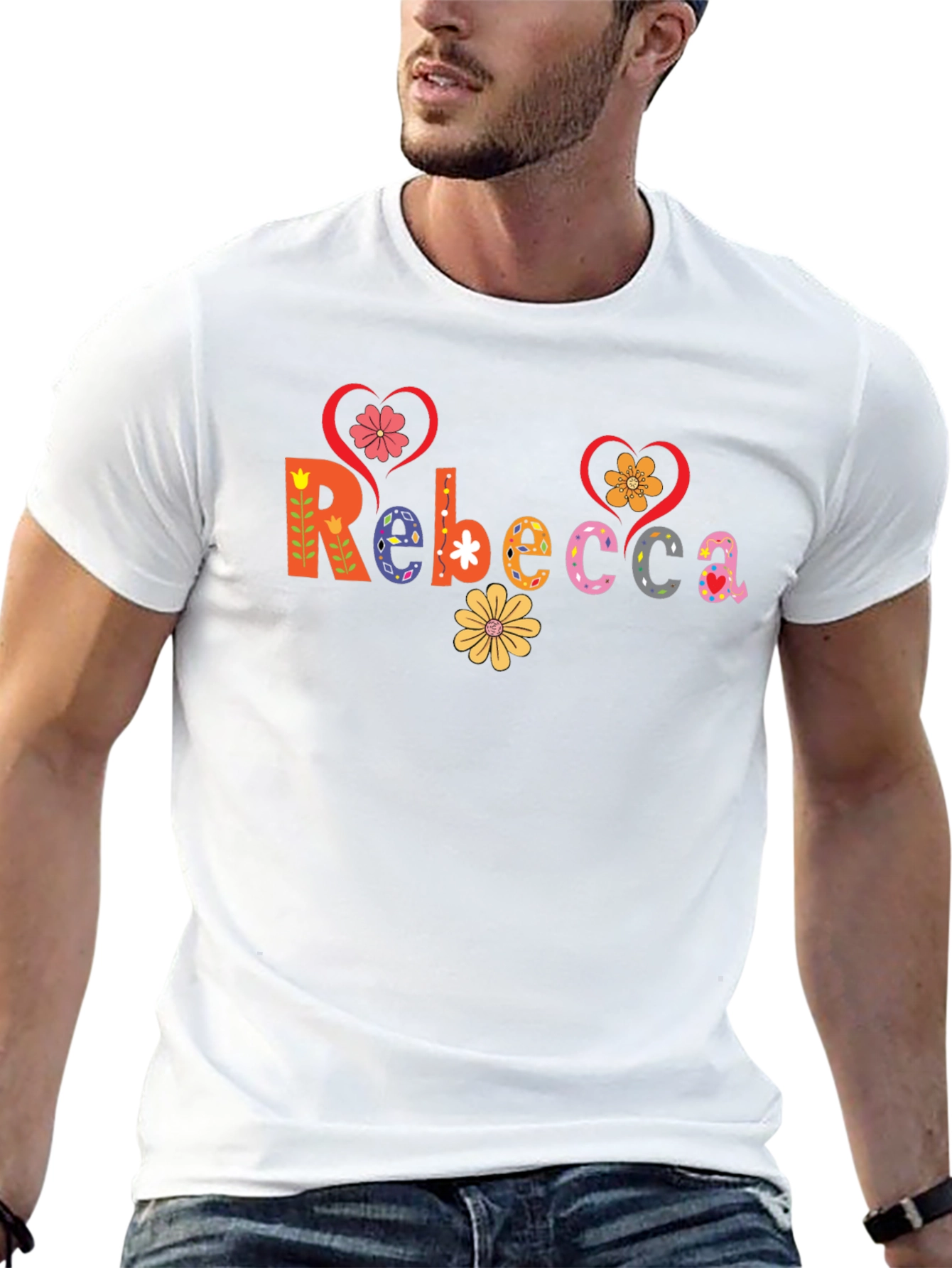 Rebecca Floral Lettering Black Tee