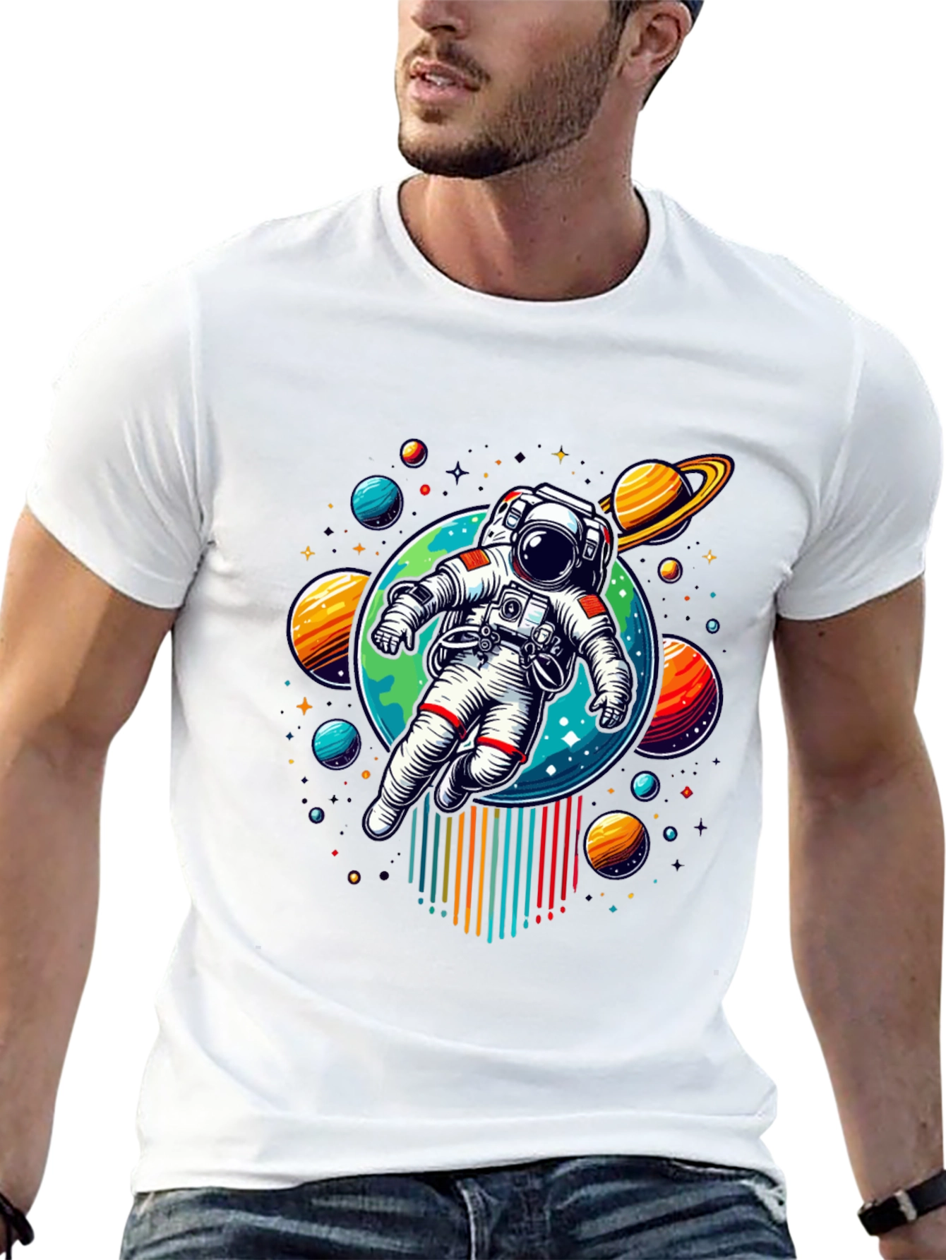 Astronaut Galaxy Graphic Print T-Shirt