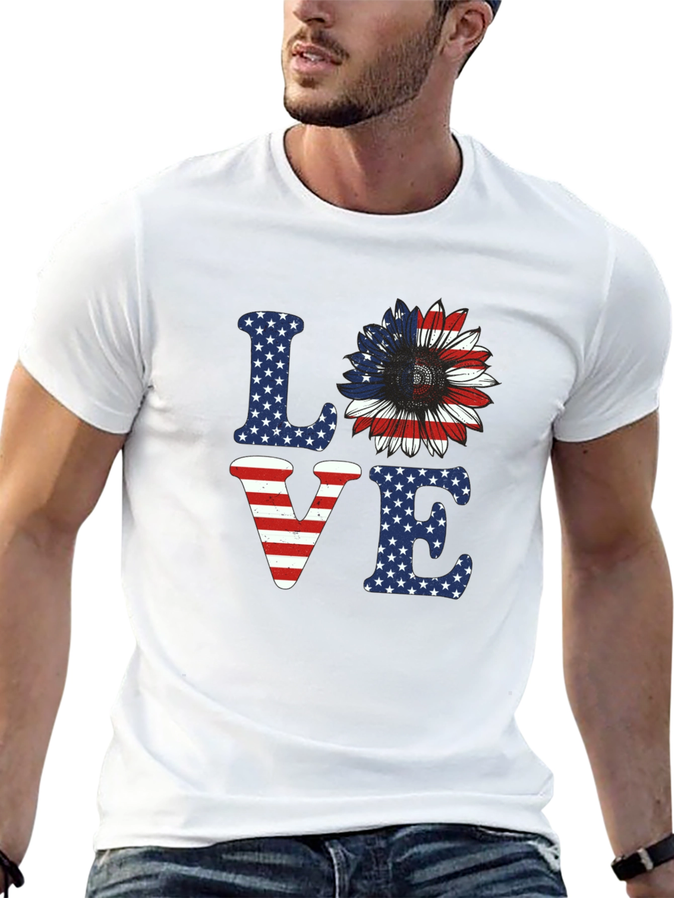 Patriotic LOVE Sunflower T-Shirt