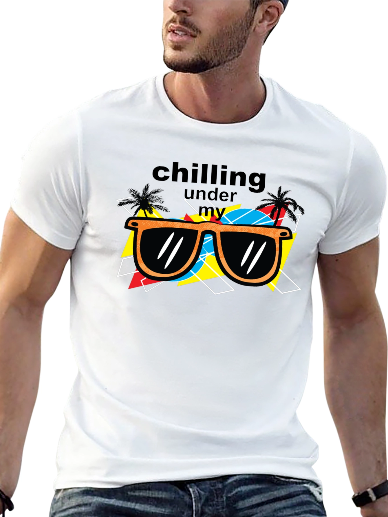 Chilling Under My Sunglasses Black Graphic Tee