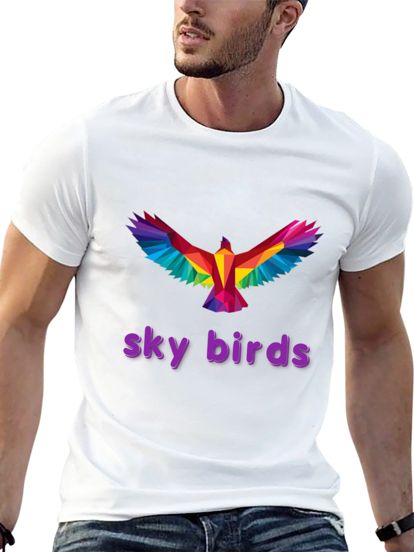 Geometric Rainbow Bird T-Shirt