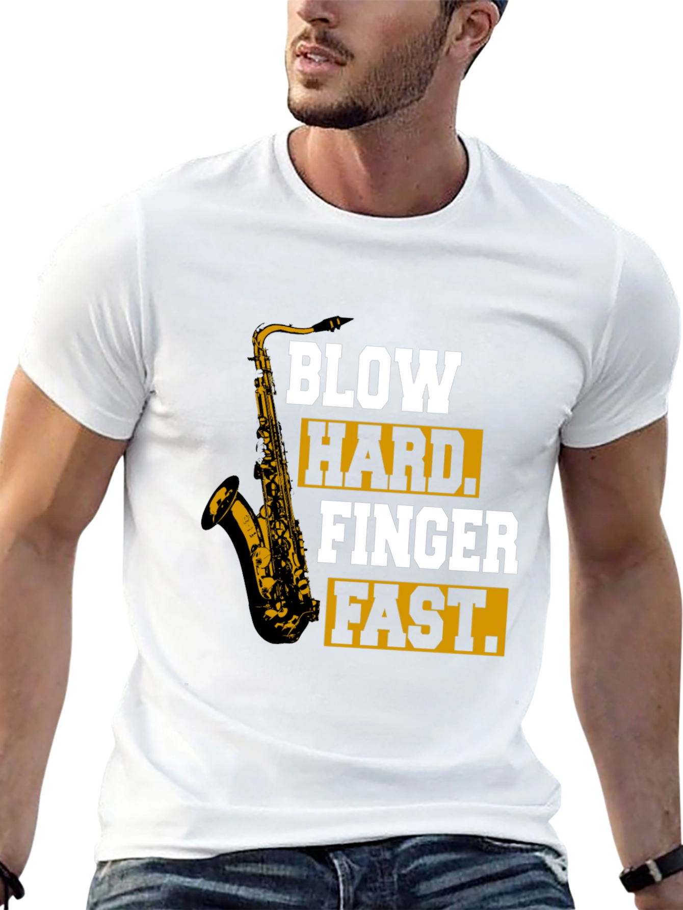 Saxophone T-Shirt - Blow Hard Finger Fast