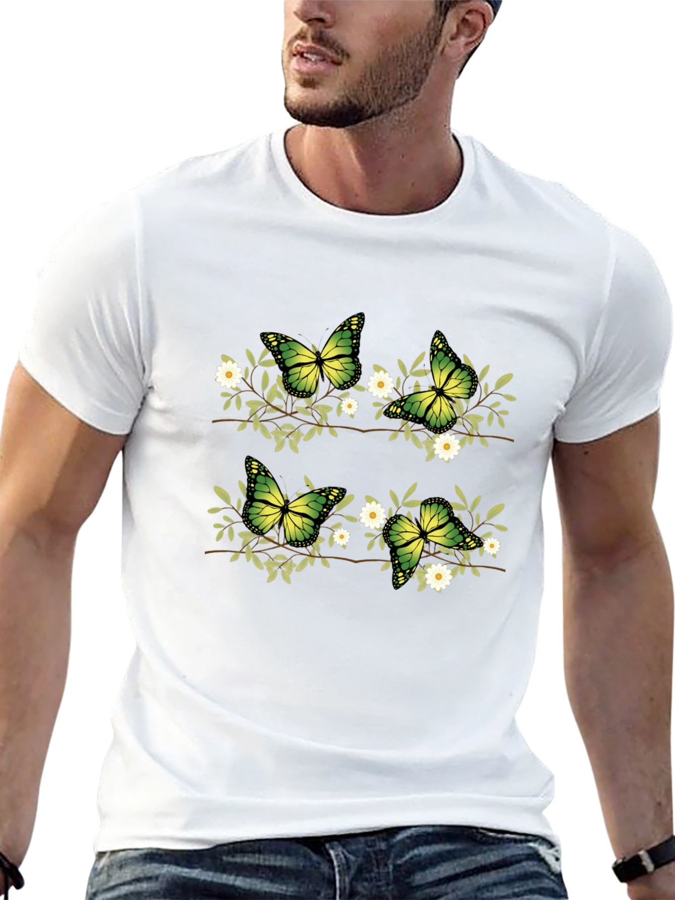 Butterfly Floral Graphic Print T-Shirt