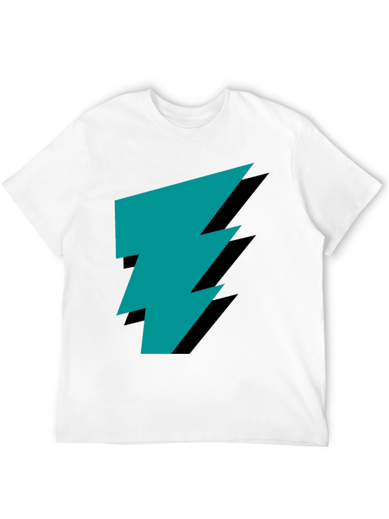 Stylish Black Tee with Teal Lightning Bolt Graphic