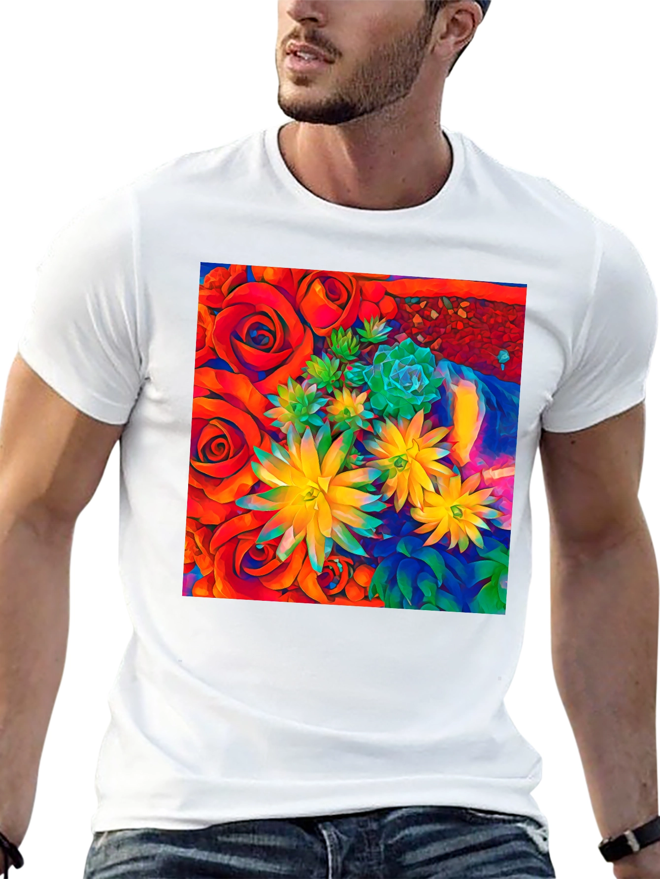 Floral Graphic Tee - Vibrant Abstract Design