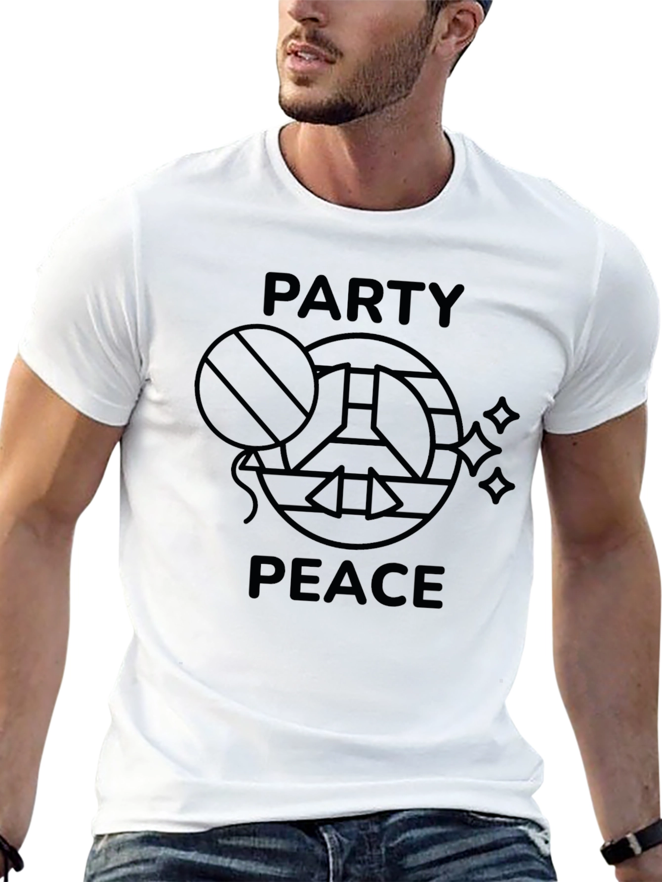 Party Peace T-Shirt - Black Graphic Tee