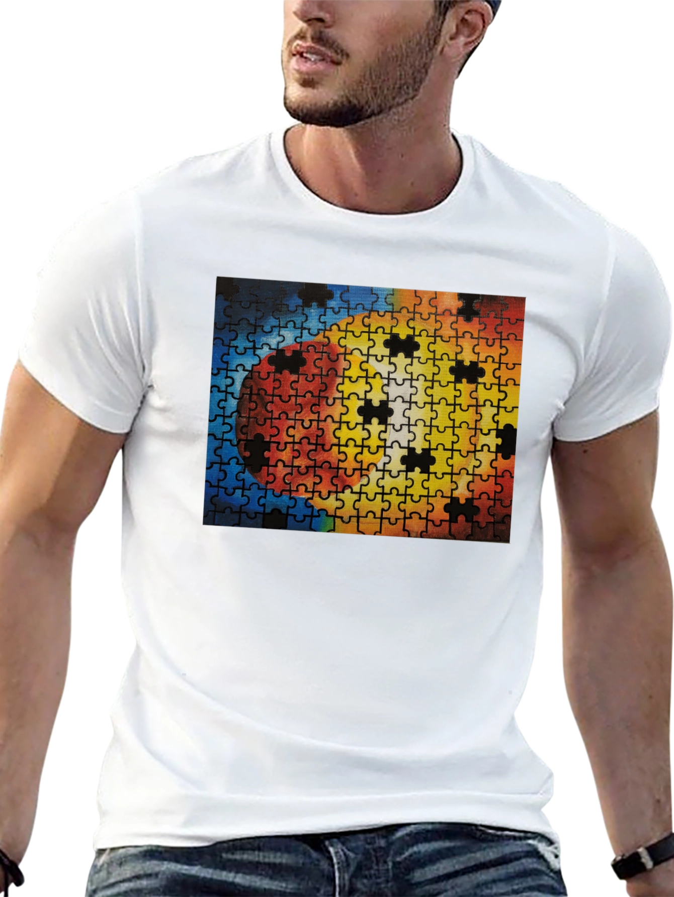 Puzzle Print Tee - Unique Design