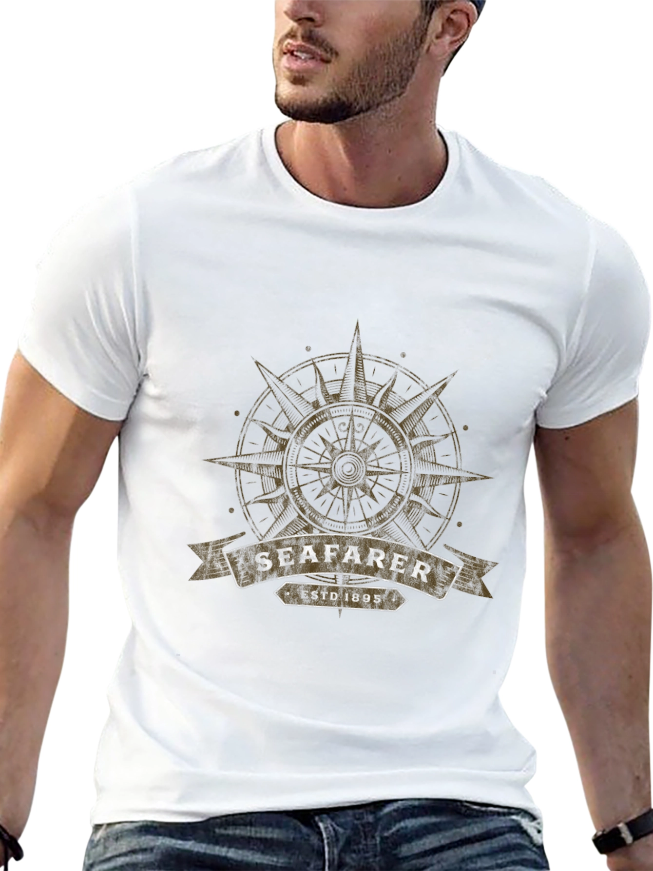 Seafarer Compass Graphic T-Shirt - Black