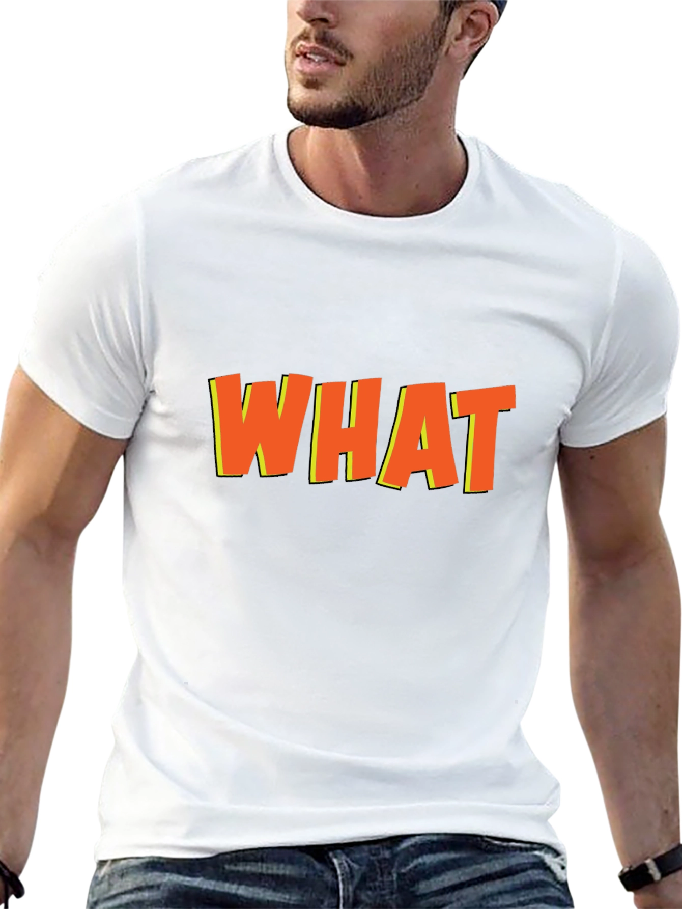 Bold WHAT Graphic Tee - Black Casual T-Shirt