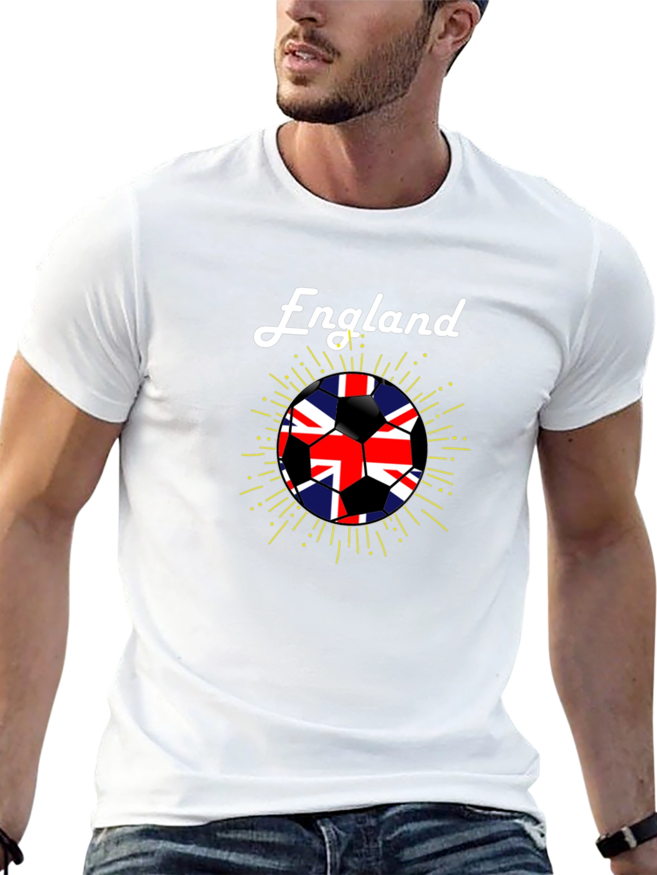 England Soccer Flag Black T-Shirt
