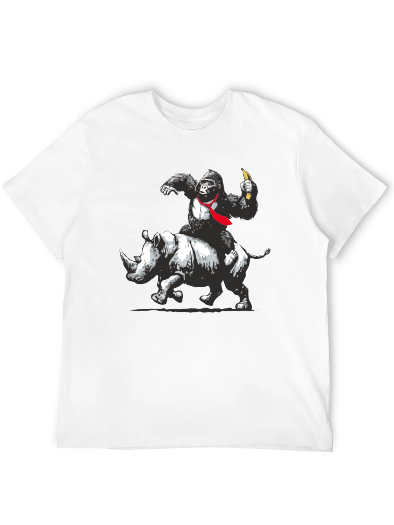Gorilla Riding Rhino Graphic Tee - Black