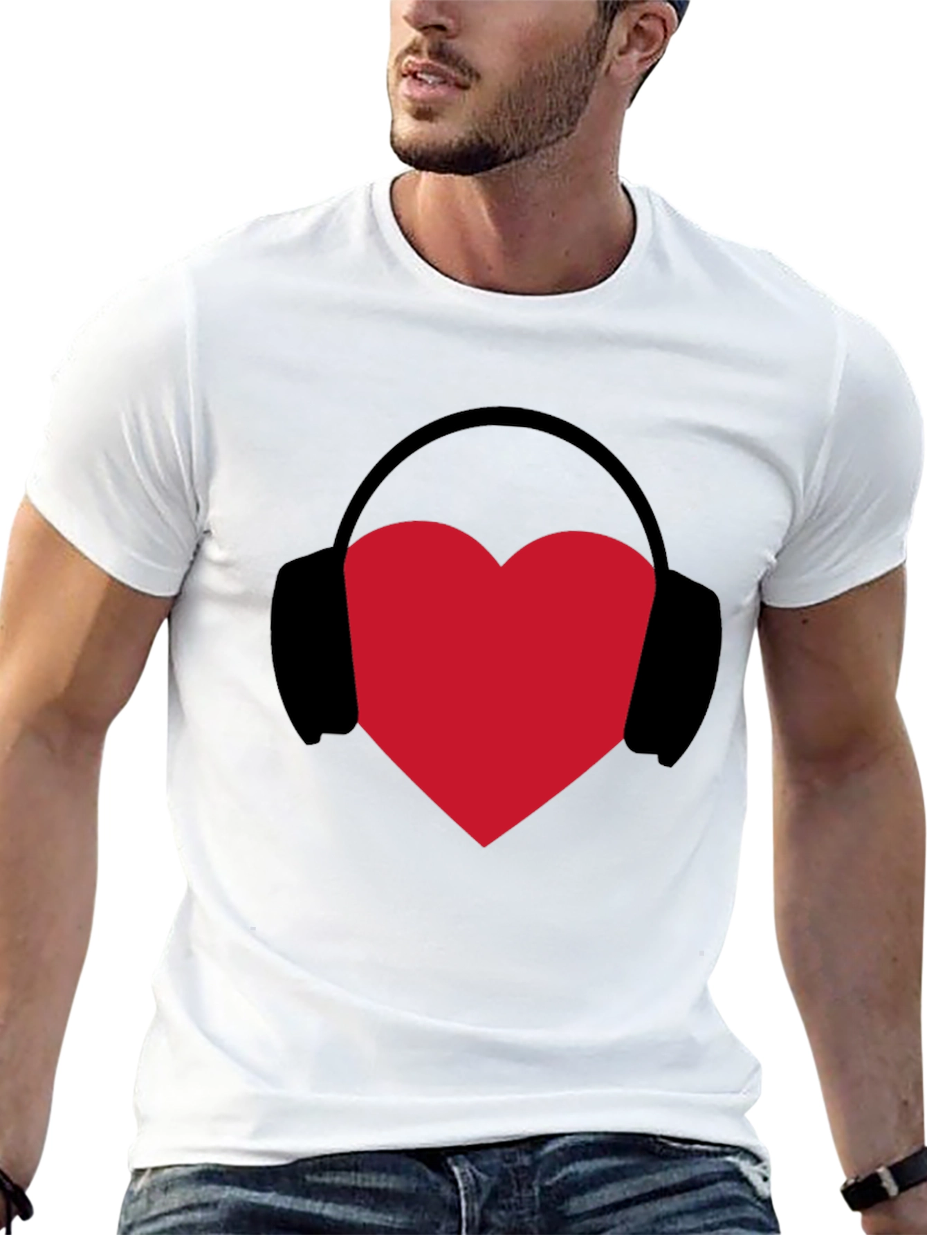 Heart Headphones Graphic Tee - Music Lover T-Shirt
