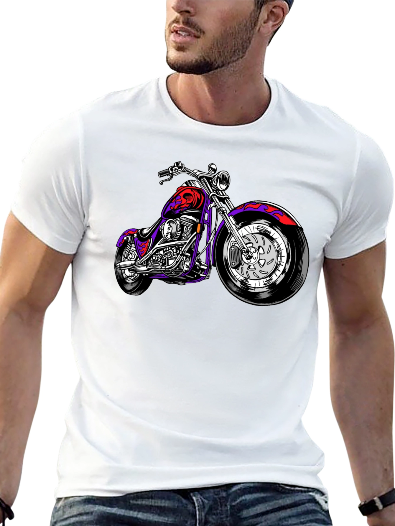 Cool Motorcycle Graphic Tee - Black